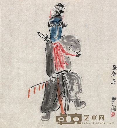 韩羽盗御马 30×28cm