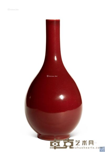 清乾隆 霁红釉胆瓶 高35cm