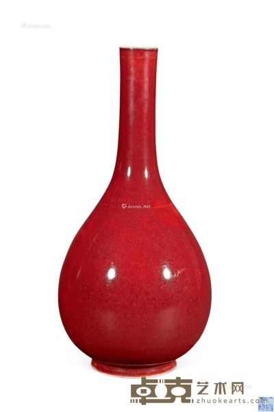 清乾隆 红釉胆瓶 高32.8cm