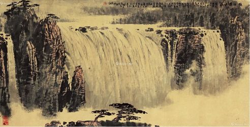 李明久 镜波春雨图