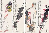 丁衍庸丙辰（1976年）作花鸟四屏 （四帧）