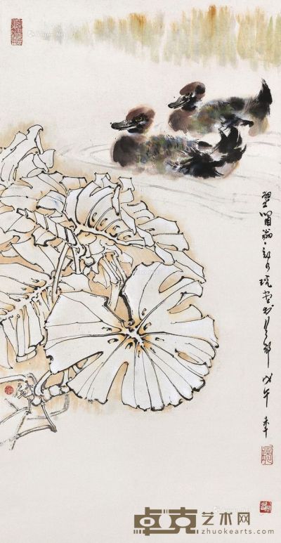 郑乃珖1978年作春江水暖 99.5×51.4cm