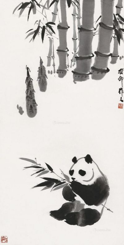 吴作人1963年作熊猫自在图