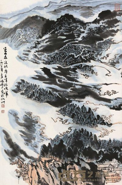 陆俨少1980年作万木迎秋 69×45.5cm