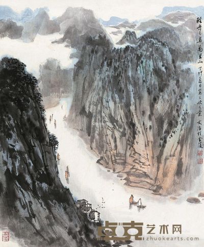 宋文治1987年作轻舟已过万重山 61×51cm