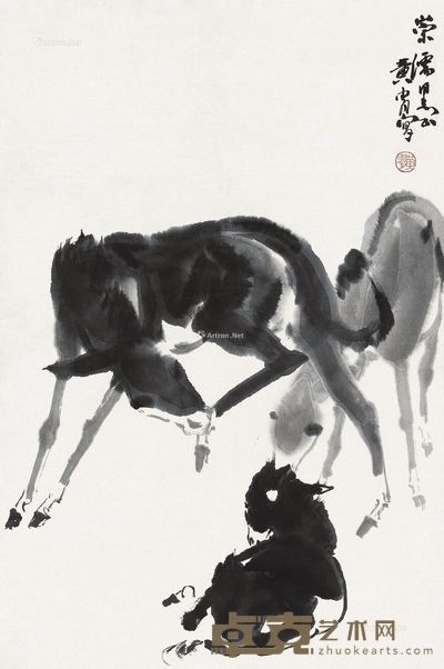 黄胄三驴图 70×46cm