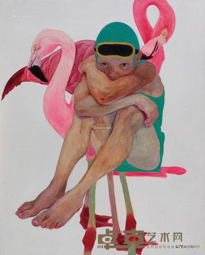 刘颖2012年作女孩与火烈鸟 75×65cm