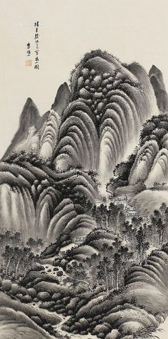 李研山仿巨然夏山图