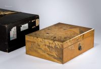18世纪 莳绘山云花卉纹长方盖盒