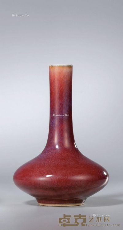 清中期 窑变釉长颈瓶 高18cm
