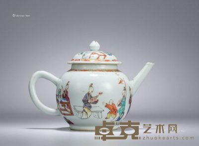 清雍正 粉彩人物纹茶壶 高13.6cm