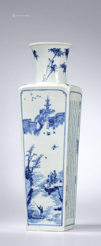 清康熙 青花赤壁赋图文四方瓶（图录号1495）