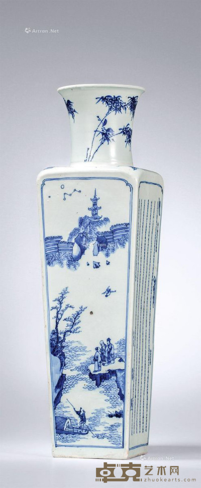 清康熙 青花赤壁赋图文四方瓶（图录号1495） 高52.8cm