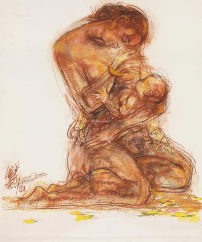 蔡玉水1999年作母子图