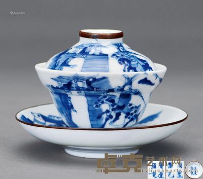 清光绪 青花刀马人茶盏 直径9.6cm；高7.8cm