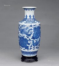 光绪 青花凤凰牡丹瓶