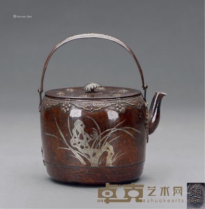 绘兰石图铜壶 高13.5cm;宽10cm