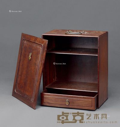 清 红木镶樱木茶箱 28.5×16.3×34.4cm