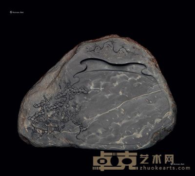 山水随形歙砚 15.5×12.3cm