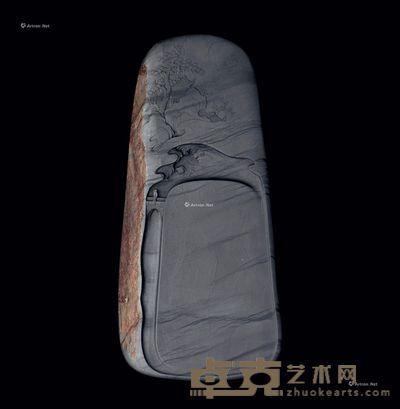 椭圆肩纹歙砚 21.7×10.5cm