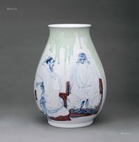 2010年作 贺成 问道图瓶