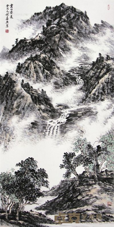 吕泰兴 云山清泉 137×68cm