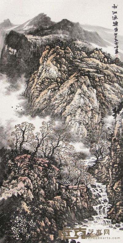 杜云峰 秋江渔乐图 138×70cm