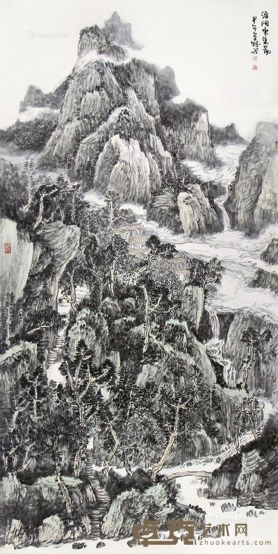 李星赋 溪涧云集图 137×68cm