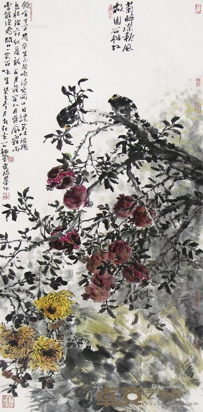 曹瑞华 菊醉染秋风 138×68cm