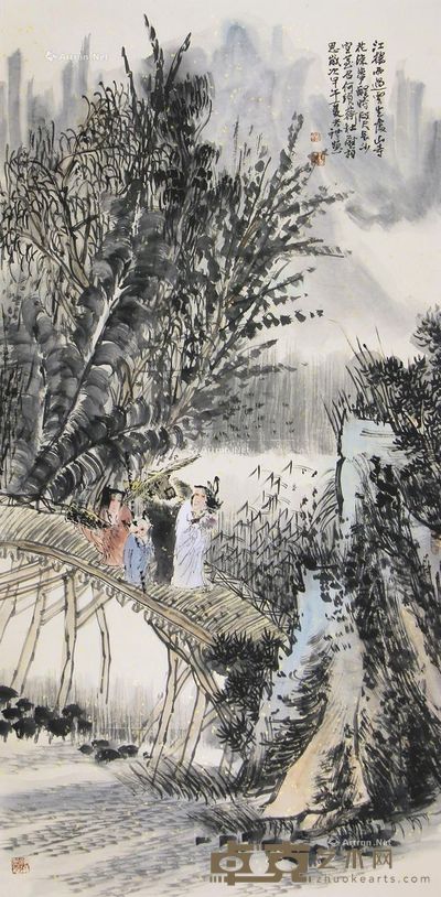 刘孝礼 江楼雨过云深处 136×68cm