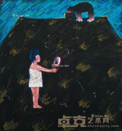 1982 偷窥狂 粉彩 纸本 59×56cm
