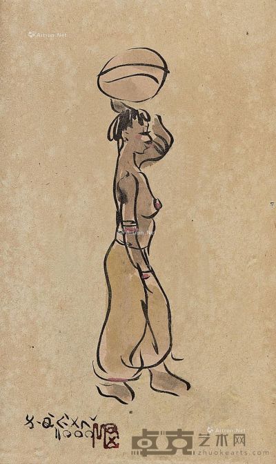 2000 土著妇女 水彩 纸本 25×15cm