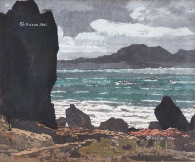 1984 水岸奇石 水彩 纸本 49.5×59.5cm