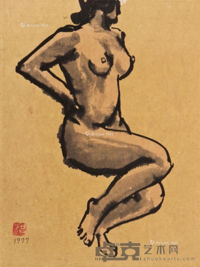 1977 裸女 水墨 纸本 41×32cm