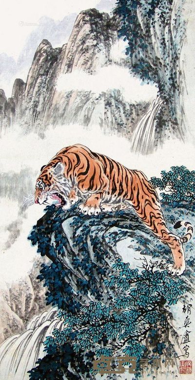 胡爽庵 虎 102×53cm
