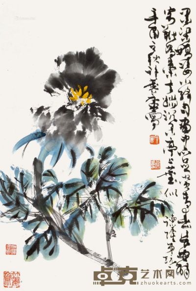 许麟庐 花卉 45×68cm
