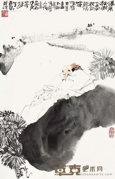 王西京 松下高士 66×43cm