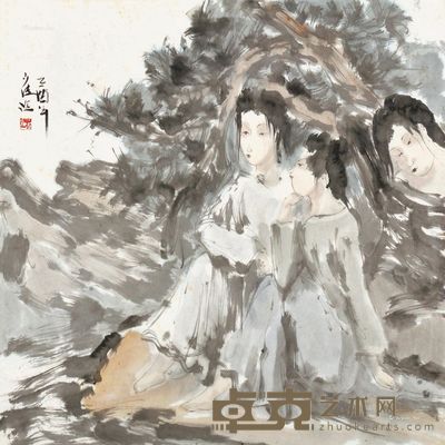 崔进 三美图 69×69cm