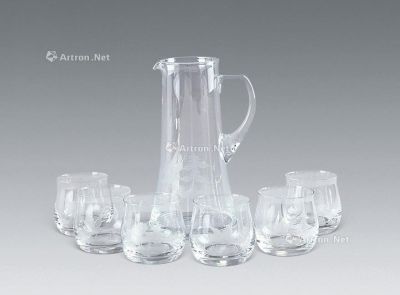 20世纪 玻璃雕刻凉水杯 （七件）