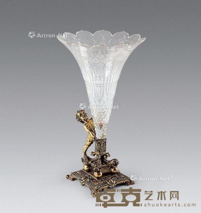 20世纪 小天使铜座花瓶 高35cm