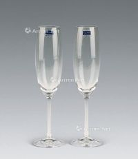 20世纪 波西米亚捷克水晶香槟杯 （二只）