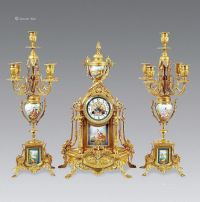 约1900年 铜鎏金座钟 （三件）