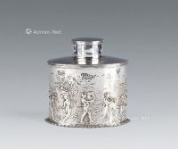 1896年 1896年英国切斯特纯银手打城市人物浮雕茶叶罐