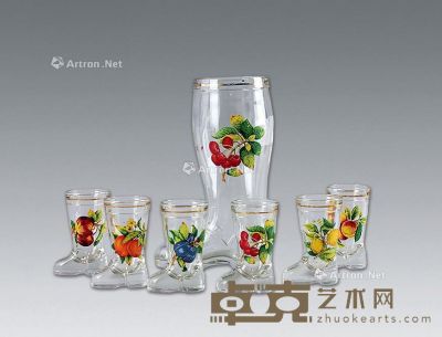 20世纪 手绘玻璃凉水杯 （七件） --
