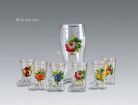 20世纪 手绘玻璃凉水杯 （七件）