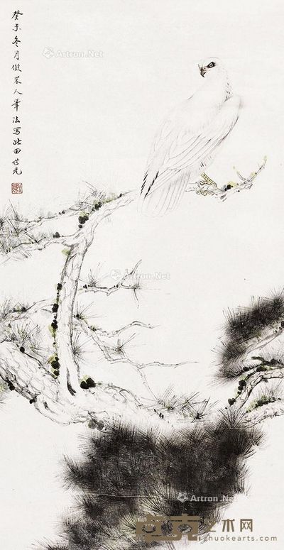 田世光 松鹰图 89×46cm