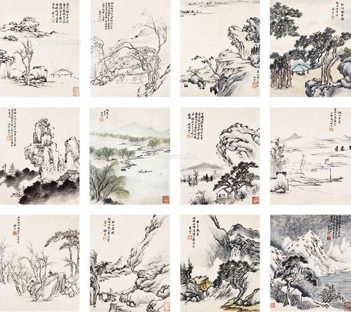 秦炳文 十二开山水册