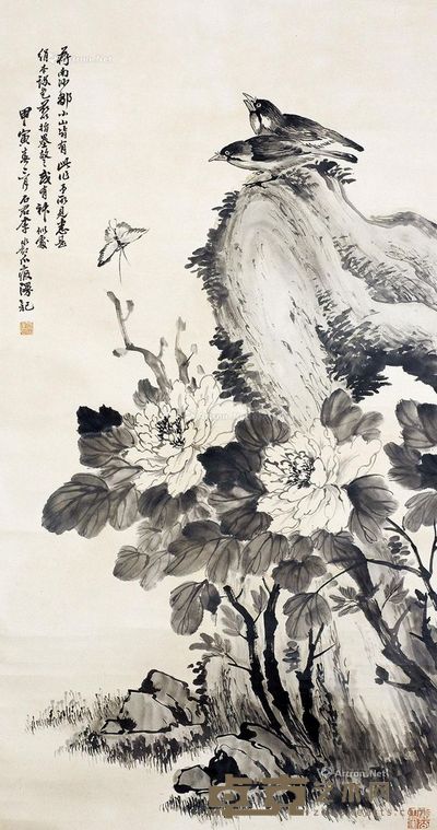 李石君 水墨花鸟 101×52cm