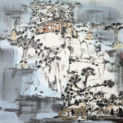 熊红刚 山居图 68×68cm