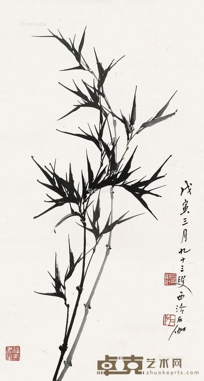 申石伽  墨竹图 76.5×41cm